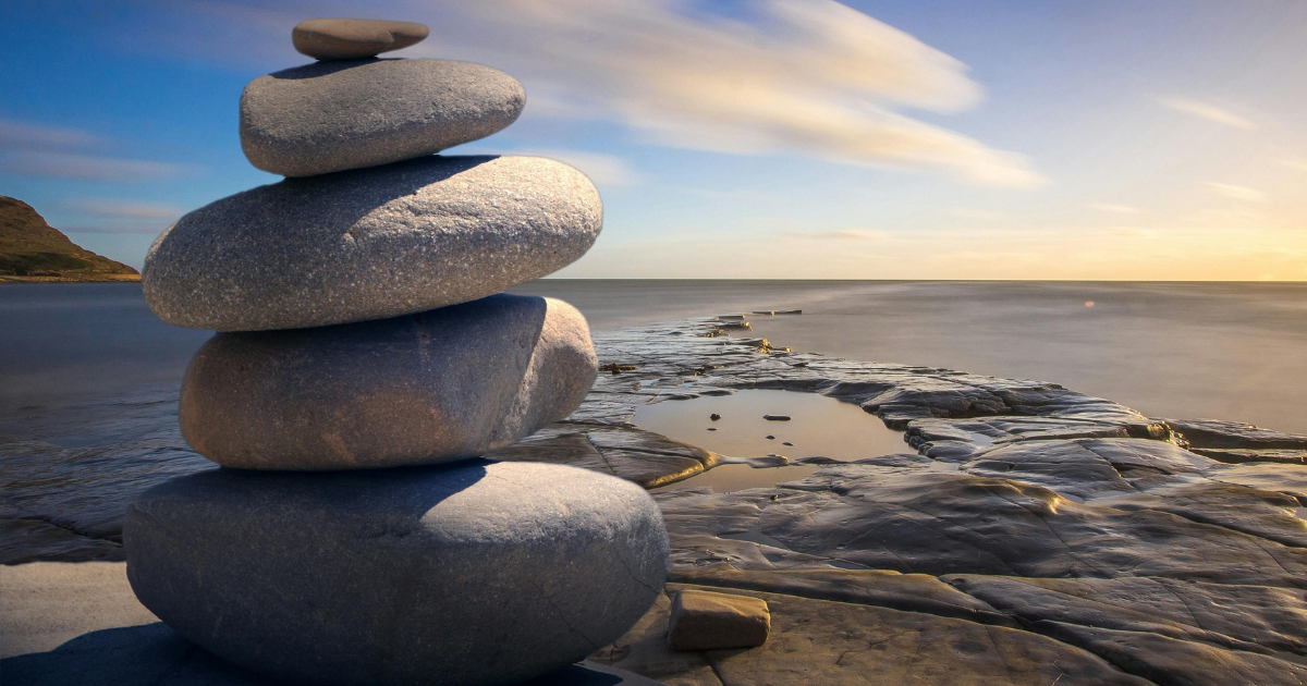 A small pyramid of pebbles, symbolizing patience and Stoicism